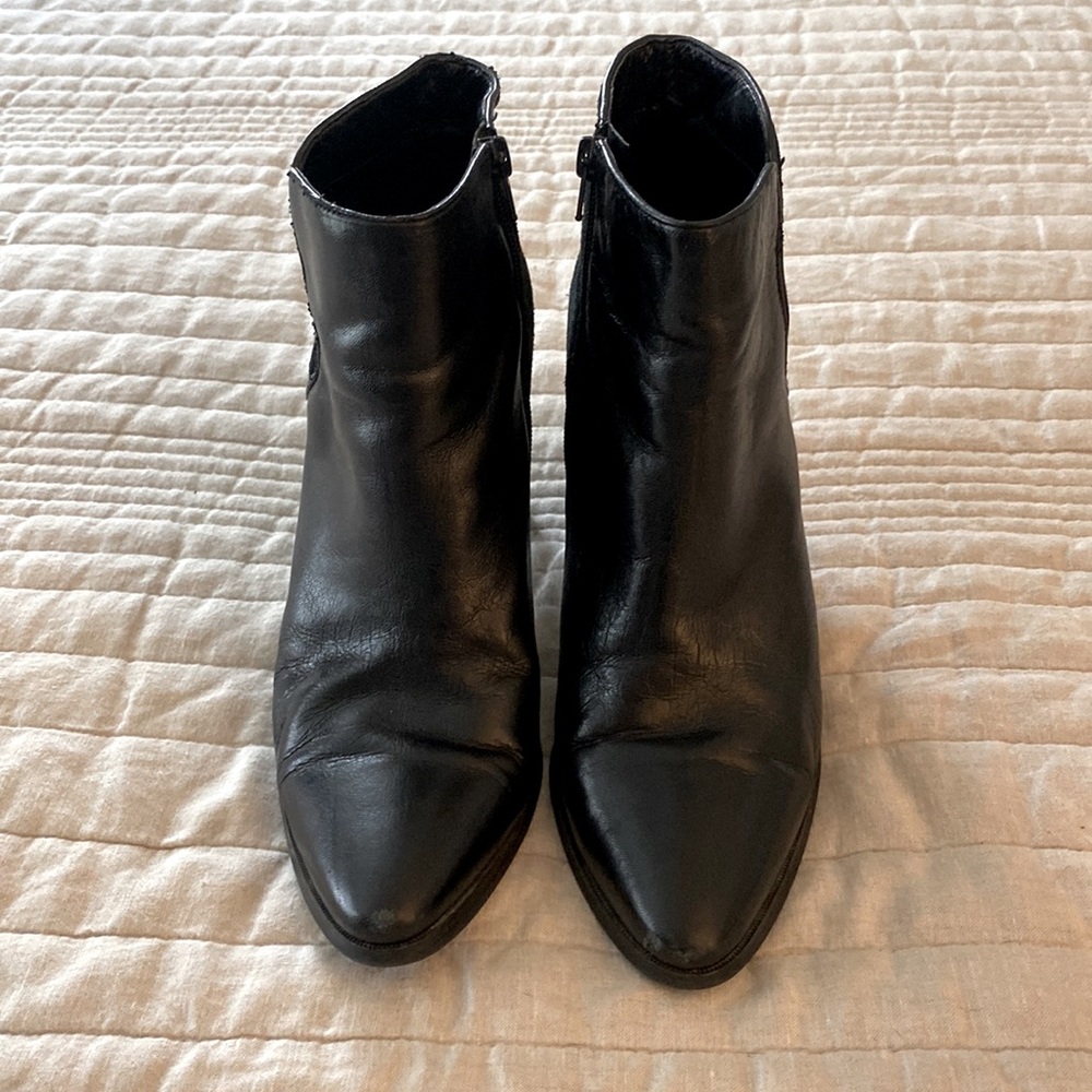 Size 11 Calvin Klein Black Leather Chunky Booties